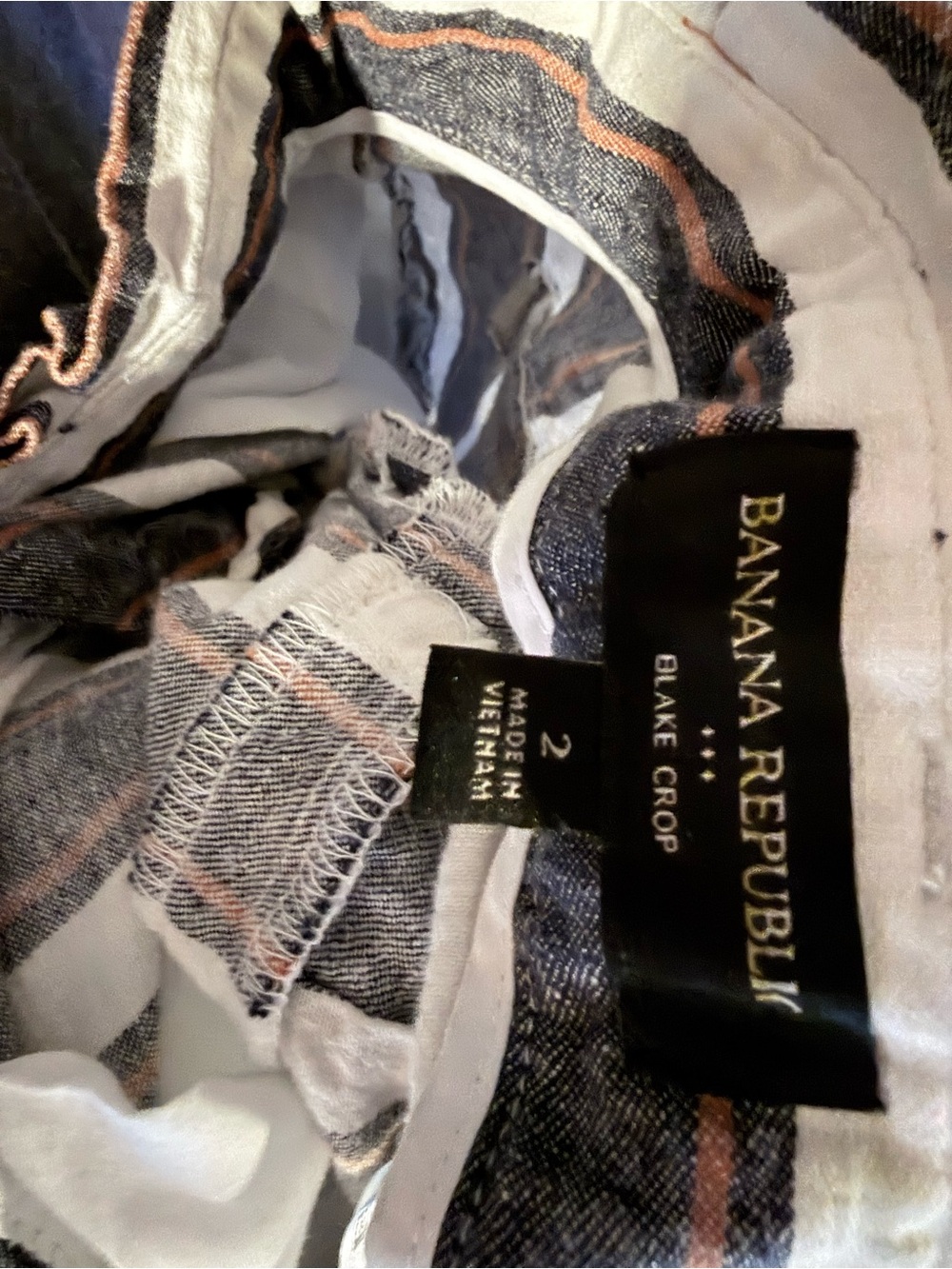 Banana Republic Linen Striped Wide-Leg Tie-Waist Pants - White, Navy & Brown - Picture 7 of 9